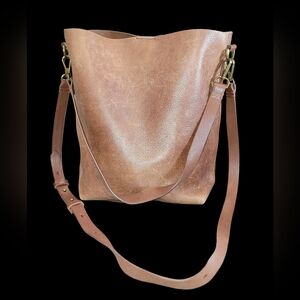 Madewell The Transport Bucket Bag Large Brown Leather Shoulder Crossbody Purse